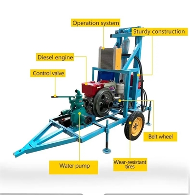 Disel Engine 100m Deep Portable Hydraulic Water Well Rotary Drilling Rig for Drilling